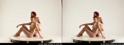 Nude Woman - Woman White Slim long red 3D Stereoscopic poses Pinup